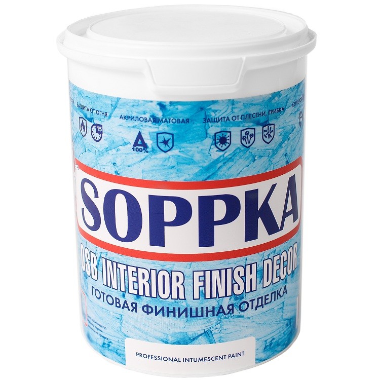 Краска Soppka OSB Interior Finish Decor интерьерная огнебиозащитная 10 кг