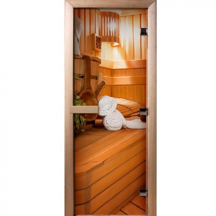 Дверь для сауны стеклянная Doorwood Фотопечать A032 700х1900 мм
