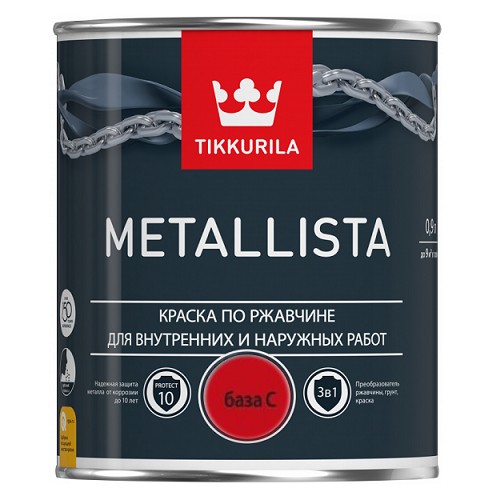 Краска по ржавчине Tikkurila Metallista белая база A 0,4 л