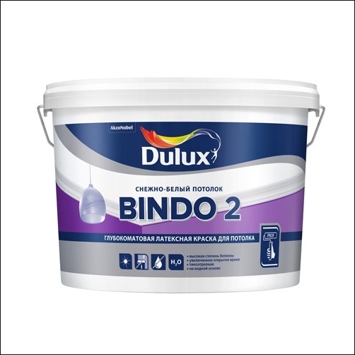 Краска в/д Dulux "BINDO 2" (снежно-белый потолок)