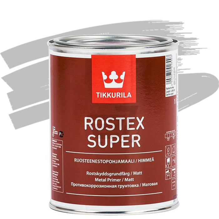 Грунтовка противокоррозионная Tikkurila Rostex Super светло-серая 1 л