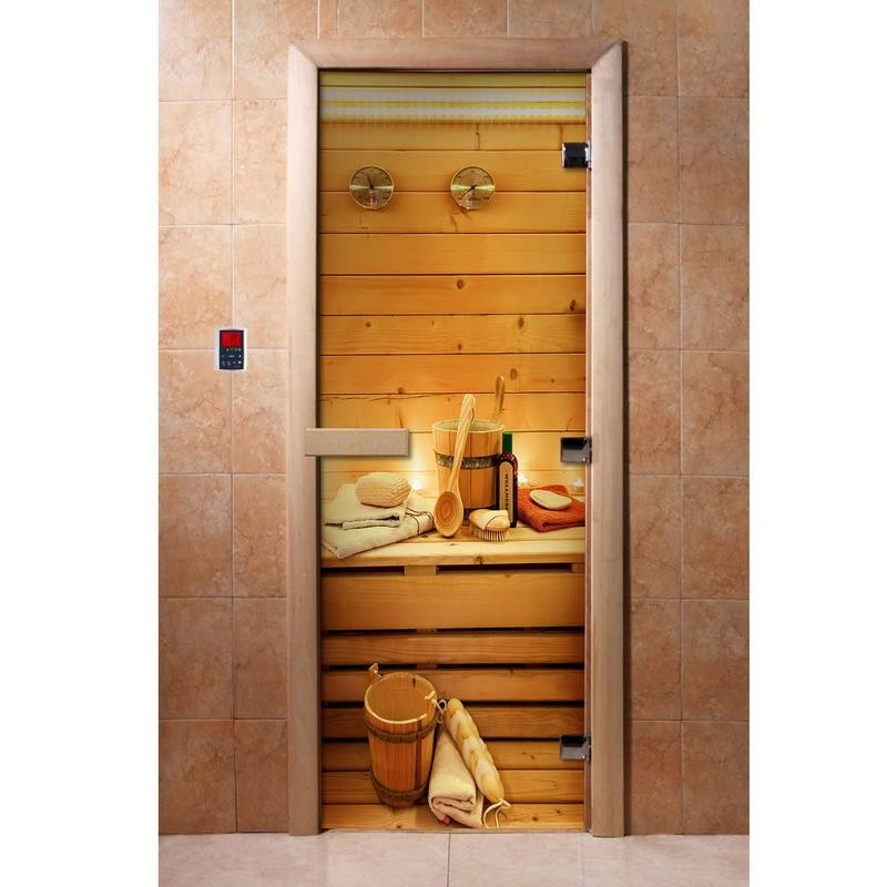 Дверь для сауны стеклянная Doorwood Фотопечать A033 800х2000 мм