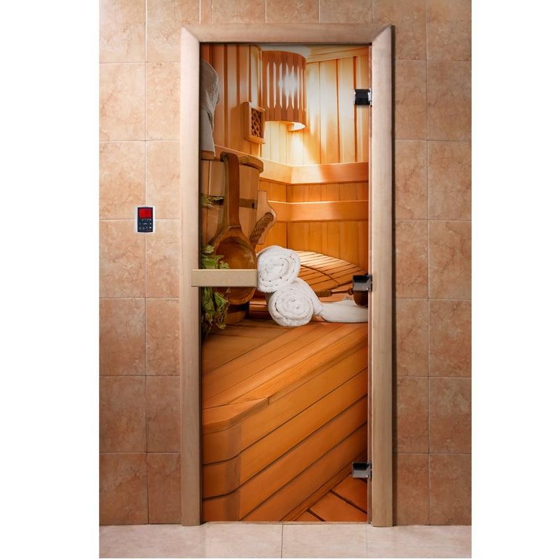 Дверь для сауны стеклянная Doorwood Фотопечать A032 800х2000 мм