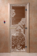 Дверь для сауны стеклянная Doorwood DW00918 Банька в лесу бронза 700х1900 мм