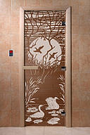 Дверь для сауны стеклянная Doorwood DW00047 Лебединое озеро бронза 700х1900 мм