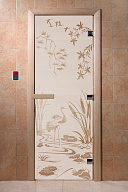 Дверь для сауны стеклянная Doorwood Камышовый рай сатин 700х1900 мм
