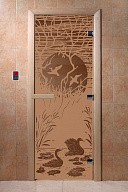 Дверь для сауны стеклянная Doorwood DW00952 Лебединое озеро бронза матовая 800х2000 мм