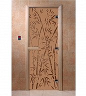 Дверь для сауны стеклянная Doorwood DW00057 Бамбук и бабочки бронза матовая 700х1900 мм