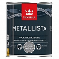 Краска по ржавчине Tikkurila Metallista глянцевая молотковая серебристая 0,9 л
