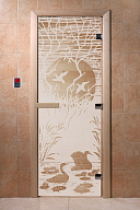 Дверь для сауны стеклянная Doorwood DW00949 Лебединое озеро сатин 700х1900 мм