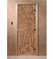 Дверь для сауны стеклянная Doorwood DW00058 Бамбук и бабочки бронза матовая 800х2000 мм
