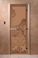 Дверь для сауны стеклянная Doorwood DW00923 Банька в лесу бронза матовая 700х1900 мм
