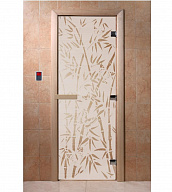 Дверь для сауны стеклянная Doorwood DW00060 Бамбук и бабочки сатин 800х2000 мм