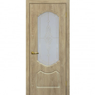 Дверь межкомнатная Мариам Сиена-2 ПВХ шале Дуб песочный стекло белый сатинат золото 2000х600 мм