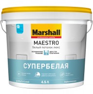 Краска для потолка Marshall Maestro Белый потолок Люкс глубокоматовая белая 4,5 л