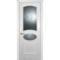 Дверь межкомнатная Текона Фрейм 04 Ясень айсберг стекло белый сатинат гравировка Рим 2000х900 мм
